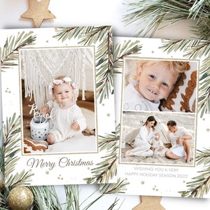 Grünes Foto Weihnachtskarte Vorlage Fotografie, druckbare Urlaub Fotokarte, digitaler Download Weihnachtsfotokarte 13x18, Für Fotografen