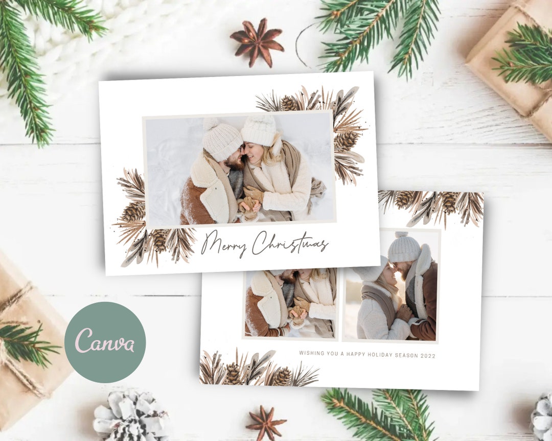 Canva Christmas Card Template 5x7 Photo Cards Earth - Etsy