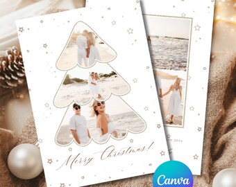 Happy Holiday Card Photo Collage for Canva - Merry Christmas Card Template - Holiday Card Photo Collage