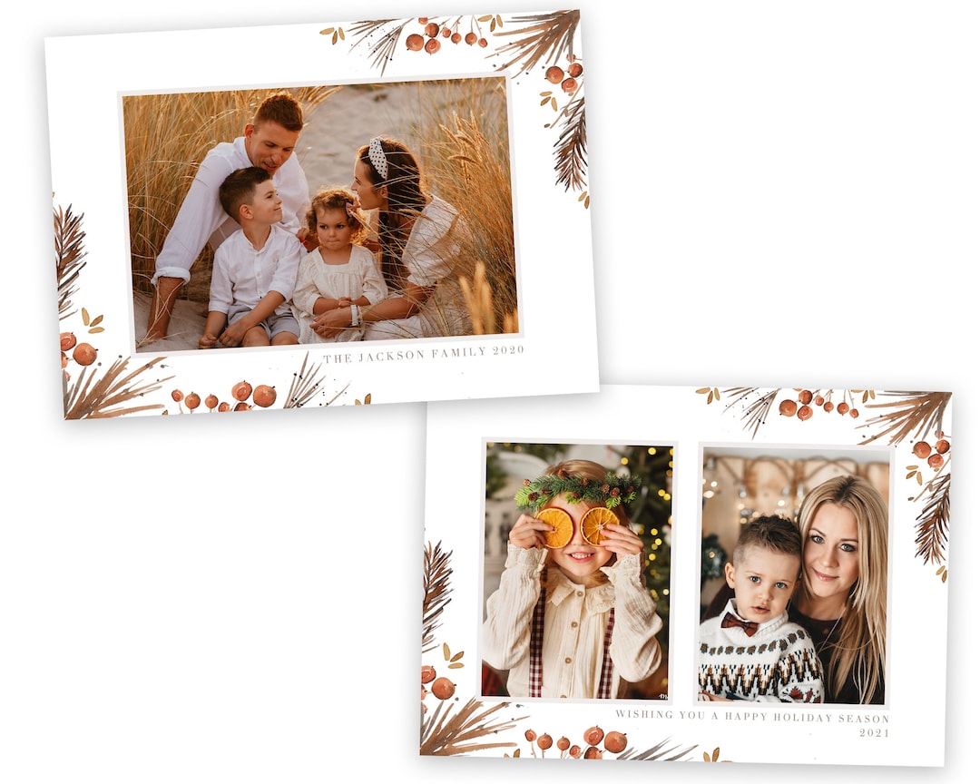Rustic Christmas Card Template 5x7 for Photographers, Printable Holiday ...