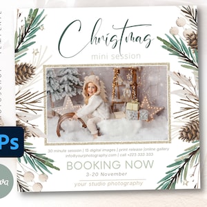 Plantilla cuadrada para minisesión fotográfica navideña, plantillas de marketing, minisesiones navideñas de descarga instantánea