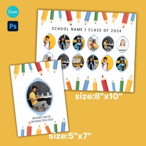 Preschool Group Composite Photo Template, Daycare School Composite With Crayons, Fun Class Picture Design, Composite Digital Download 8x10