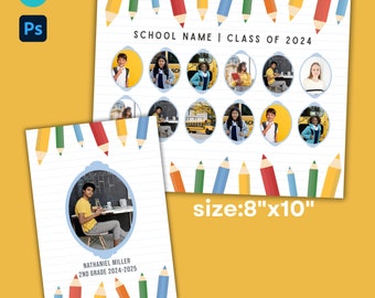 Fun Preschool Class Photo Template - Crayon Design (Digital Download)