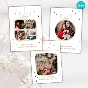 Christmas Gift Card Photo Collage, Canva Photo Christmas Card template, Gift Christmas Photo Card Collage, Christmas Card Template Gift