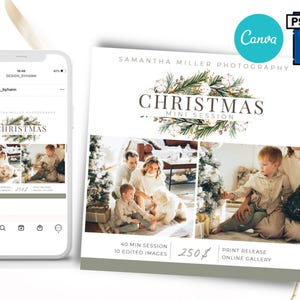 Sjabloon kerst minisessie fotografie, Instagram post kerstminis advertentie, vakantie minisessie sjabloon marketingbord 5 x 5