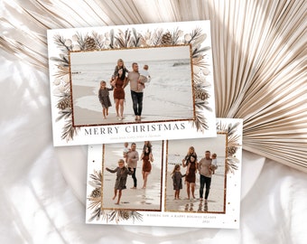 Editable Christmas Card Template PSD, Earth Tones Christmas Card, Rustic Christmas Card Template 5x7 Christmas Card, Holiday Card CANVA