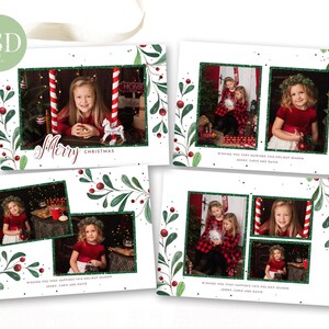 Merry Christmas Photo Card Template Landscape Holiday Photo Card 5x7 Mistletoe Christmas Clipart Card Photoshop Editable Card DIY Xmas Card