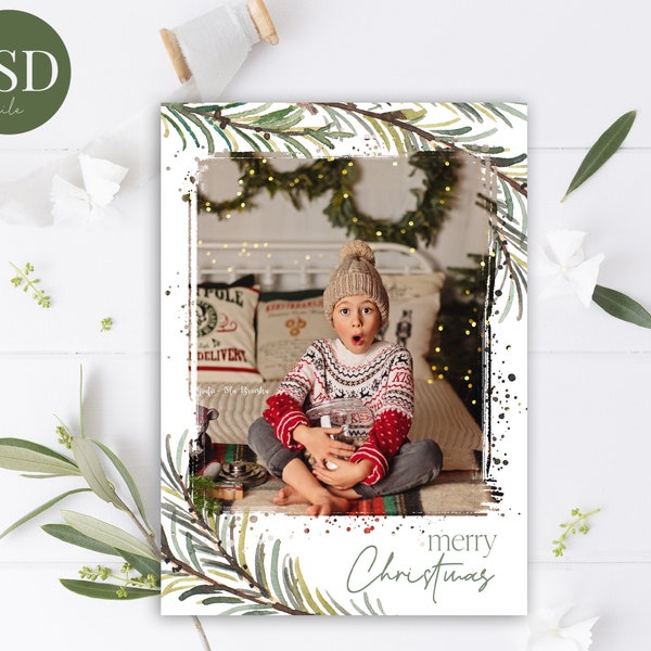 PSD Christmas Card Template 5x7, Printable Christmas Cards, Psd Template, Editable Christmas Photo Card PSD Photoshop Template, Psd file