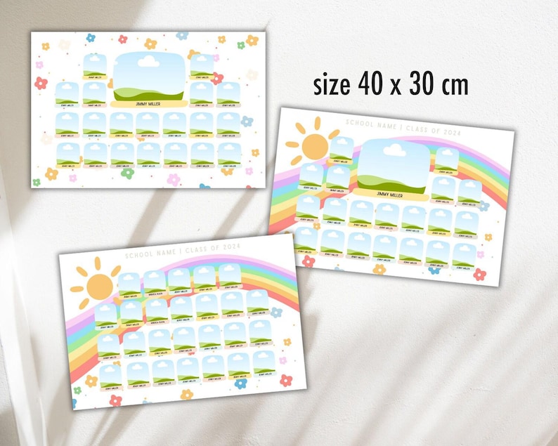 Editable Rainbow Class Photo Template Composite - School Collage Digital Download image 10