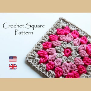 Crochet Pattern Granny Square, US and UK English, PDF Pattern, Motif Blankets, Flower Motif, Square Pattern, Floral Square, Chochet Square