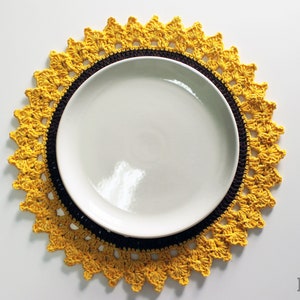 Crochet Pattern Sunflower Placemat - PDF, Sunflower Table Placemats, Dinning Table, Crochet Doily, Sunflower Sousplat, Table Mats