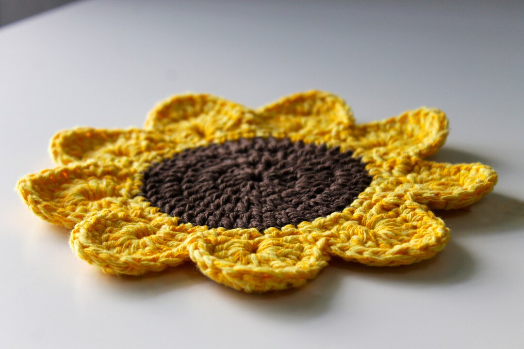 Sunflower Coaster, PDF Crochet Pattern Sunflower Coaster, Drink Mat