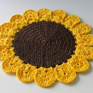 Crochet Pattern Sunflower Doily - PDF, Sunflower Doily, Sunflower Table Placemats, Crochet Doily, Sunflower Sousplat, Crochet Sunflower