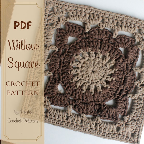 2Colors Willow Square Crochet Pattern, Granny Square, PDF Pattern, Big Square, Motif Blankets, Crochet Motif, Afghan Pattern, Chochet Square