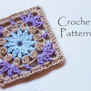 Crochet Pattern Granny Square, PDF Pattern, Flower Square, Motif for Blankets, Flower Motif, Square Pattern, Floral Square, Chochet Square