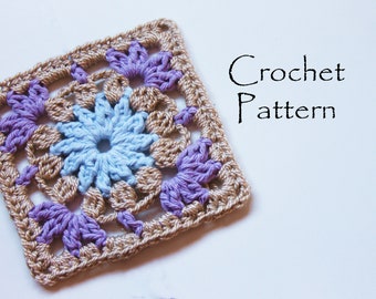 Crochet Pattern Granny Square, PDF Pattern, Flower Square, Motif for Blankets, Flower Motif, Square Pattern, Floral Square, Chochet Square