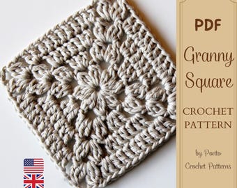 Crochet Pattern Granny Square, US and UK English, PDF Pattern, Motif for Blankets, Crochet Motif, Square Pattern, X Square, Chochet Square