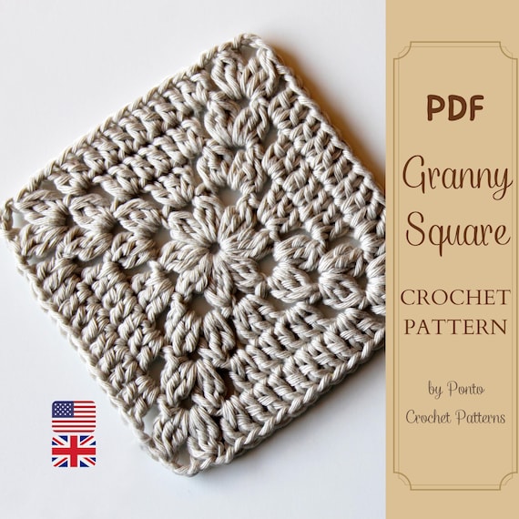 Crochet Pattern Granny Square, US and UK English, PDF Crochet Pattern Granny Square, US and UK English, PDF