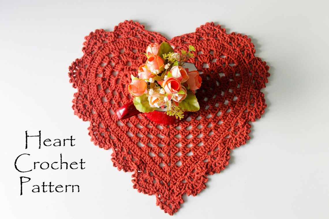 Crochet Pattern Heart Placemat PDF Heart Table Placemat Etsy