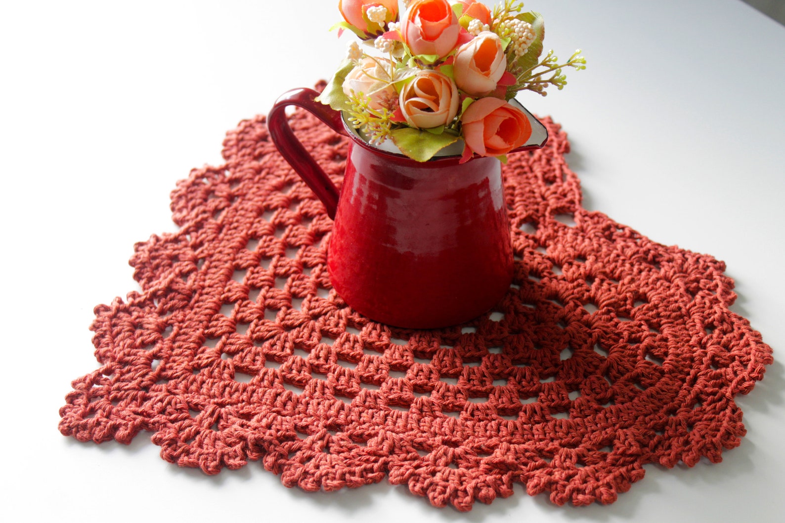 Crochet Pattern Heart Placemat PDF Heart Table Placemat Etsy