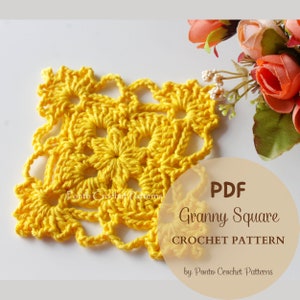 Crochet Pattern Granny Square, PDF Pattern, Crochet Square, Motif for Blankets, Fancy Motif, Square Pattern, Floral Square, Chochet Pattern