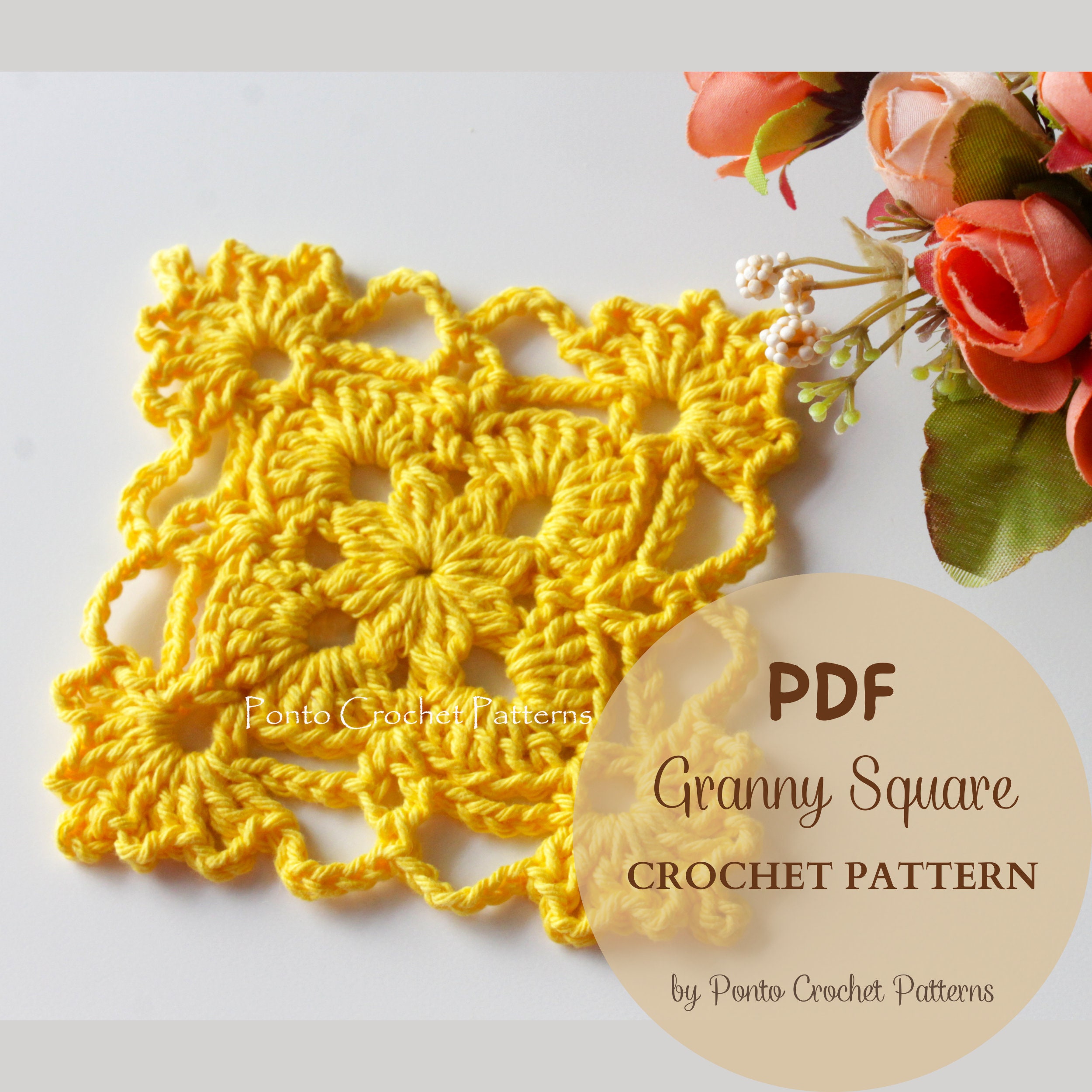 Crochet Granny Square E-book Instant Download Crochet PDF Pattern Best of  Blocks Floral Granny Square Pattern 