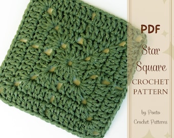 Crochet Pattern Granny Square, PDF Pattern, Motif for Blankets, Star Motif, Square Pattern, Easy Square, Chochet Square, Crochet Patchwork