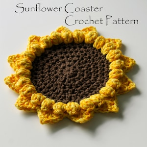 Sunflower Coaster, PDF Crochet Pattern Sunflower Coaster, Drink Mat, Crochet Pattern, Dinning Table, Crochet Doily, Table Decor, Coffee Mat