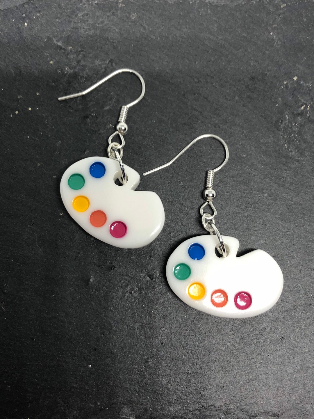 Resin Paint Palette Drop Earrings Etsy