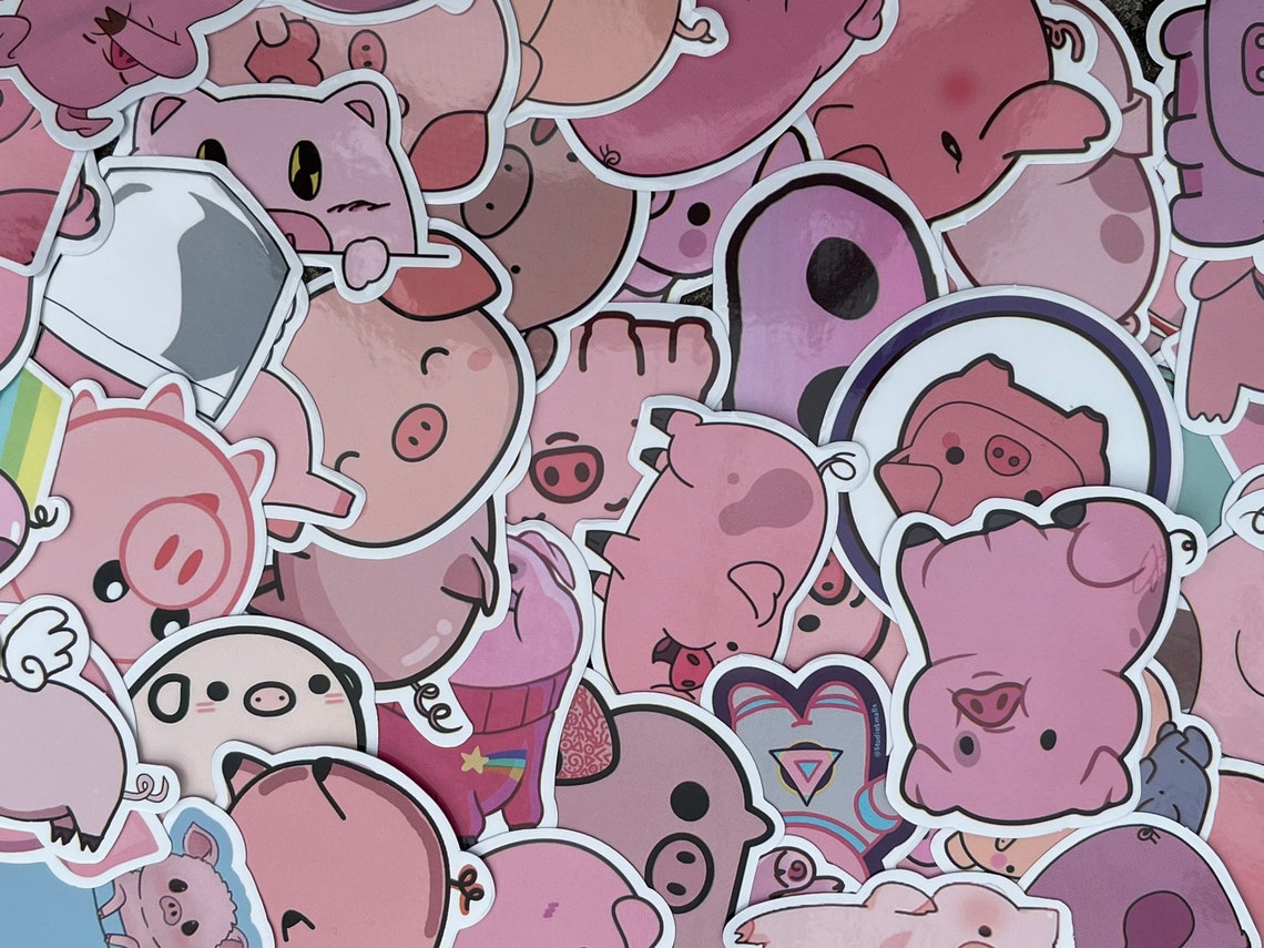 Pack of 5 Cute Pig Stickers Etsy UK