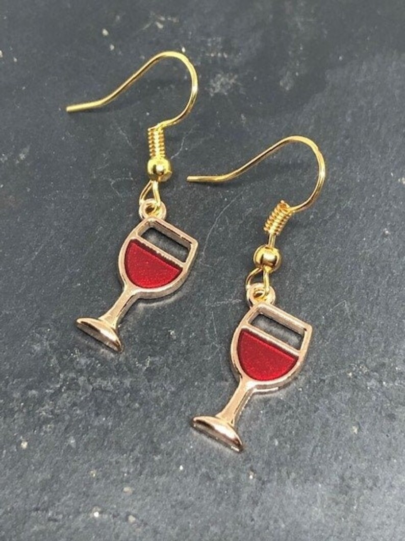 Wine Glass Drop Earrings Etsy