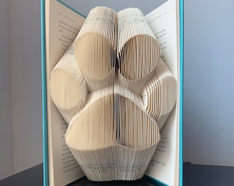 Paw Print Folded Book Art: Dog Lovers Gift, Unique Pet Memorial Gift