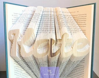 Custom Folded Names - Book Lovers Gift, Unique Gifts, Folded Book Art, Anniversary Gift, Birthday Gift, Wedding Gift