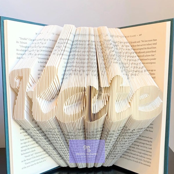 Custom Folded Book Name Sculpture: Book Lover Gift