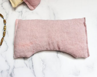 Travesseiro de olho de linho tingido à mão rosa/raiz de garança tingida/travesseiro de olho de ioga/sem perfume/travesseiro de olho para meditação e relaxamento
