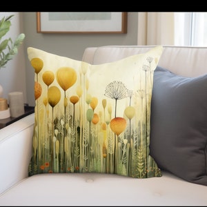 Mystical Enchanted Forest Throw Pillow, Nature Scenery Landscape Throw Pillow,  Tree Throw Pillow, Green aesthetic Pillow