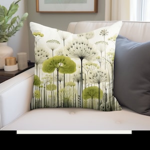 Mystical Enchanted Forest Throw Pillow, Nature Scenery Landscape Throw Pillow,  Tree Throw Pillow, Green aesthetic Pillow