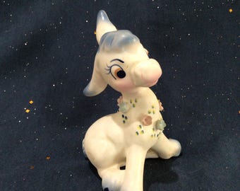 Vintage American Bisque Cookie Jar/ Donkey With Milk Cart 1950's