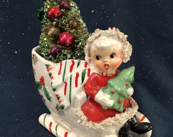 Vintage 50s Commodore Ceramic NOEL Express Santa Train Christmas