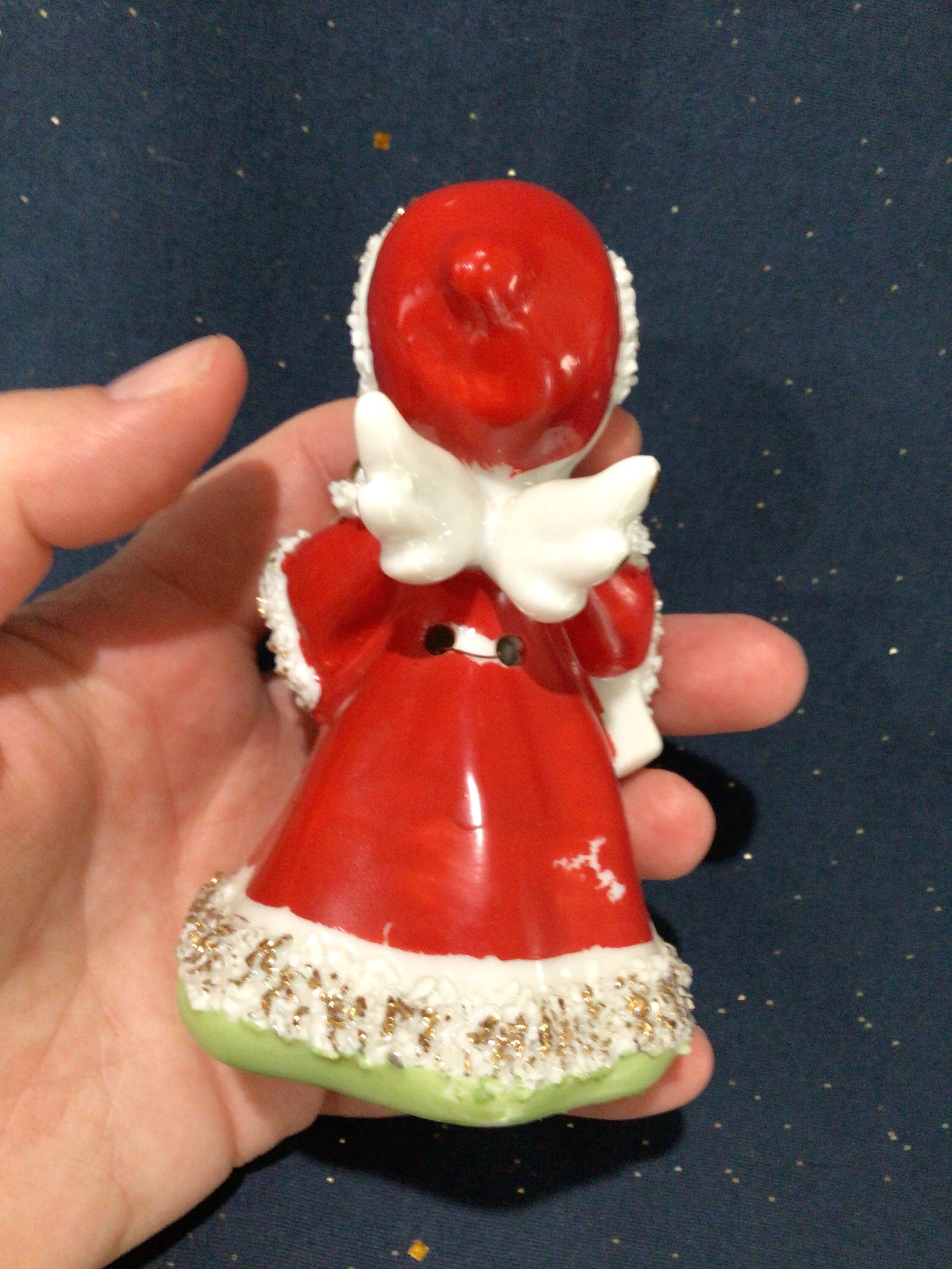 Adorable Vintage Lefton Christmas Shopper Girl Angel Bell, Vintage