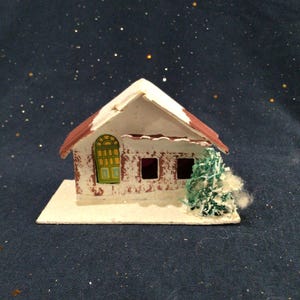 Lovely Vintage Mid-Century Cardboard Christmas Putz House, Made in Japan, Vintage Christmas