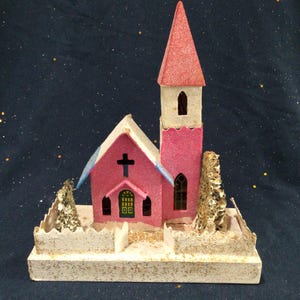 Lovely Vintage Mid-Century Cardboard Christmas Putz House, Made in Japan, Vintage Christmas