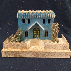 Lovely Vintage Mid-Century Cardboard Christmas Putz House, Made in Japan, Vintage Christmas