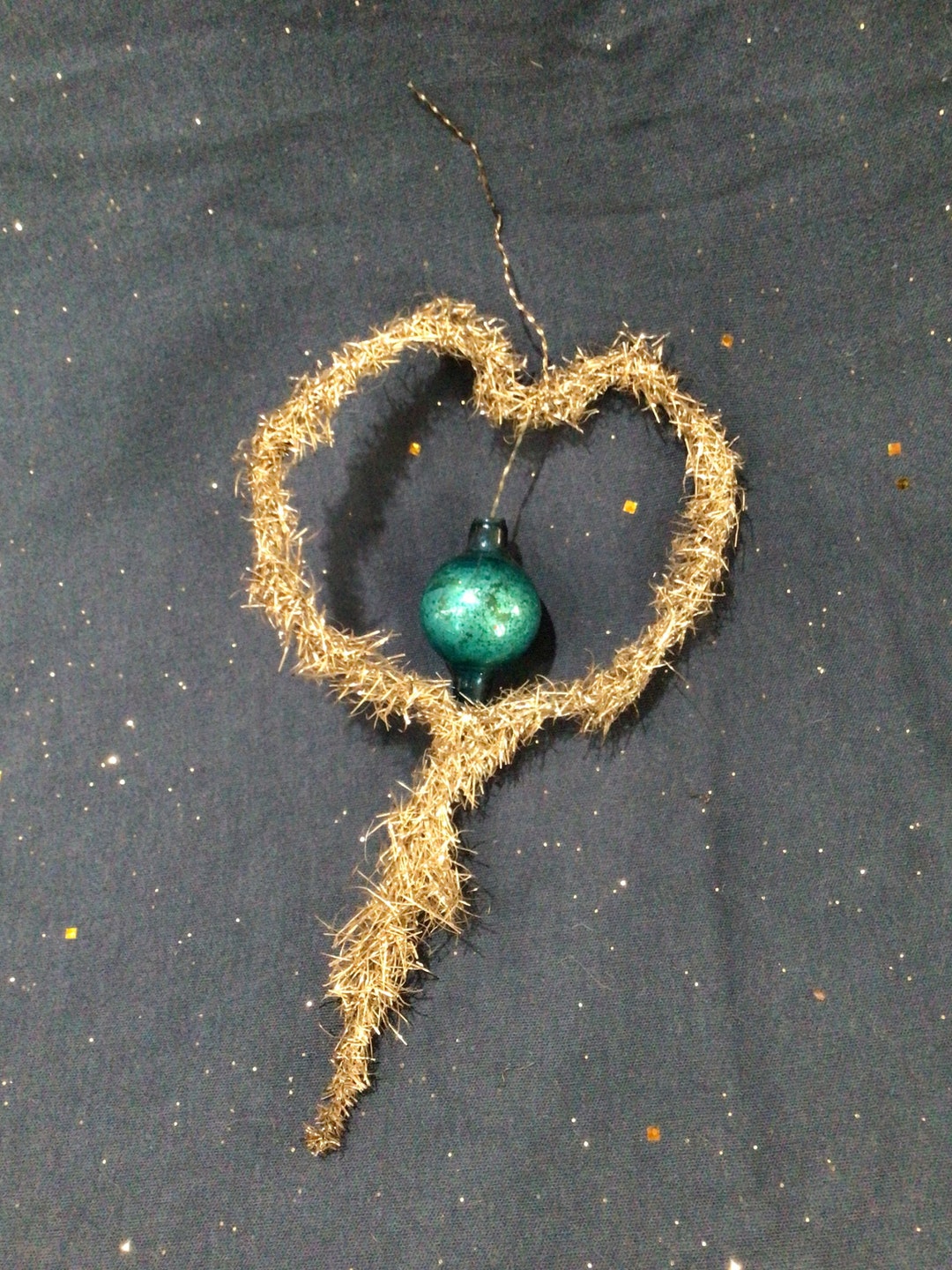 Antique Victorian German Tinsel Wire Blue Mercury Glass Christmas ...