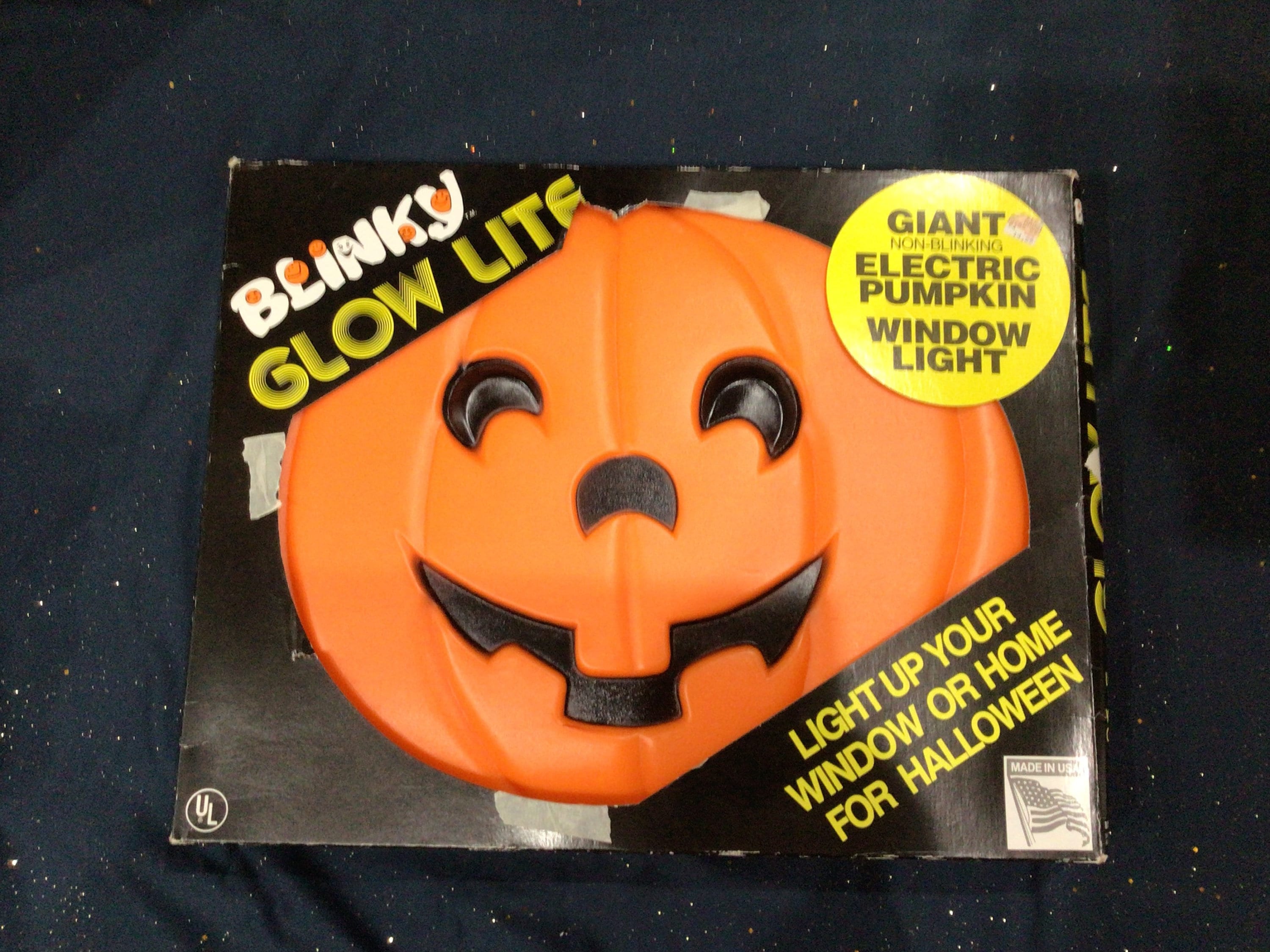 Vintage Halloween Blinky Glow Lite Giant Pumpkin Window Blow Mold Vintage Halloween Blinky Glow Lite Giant Pumpkin Window Blow Mold