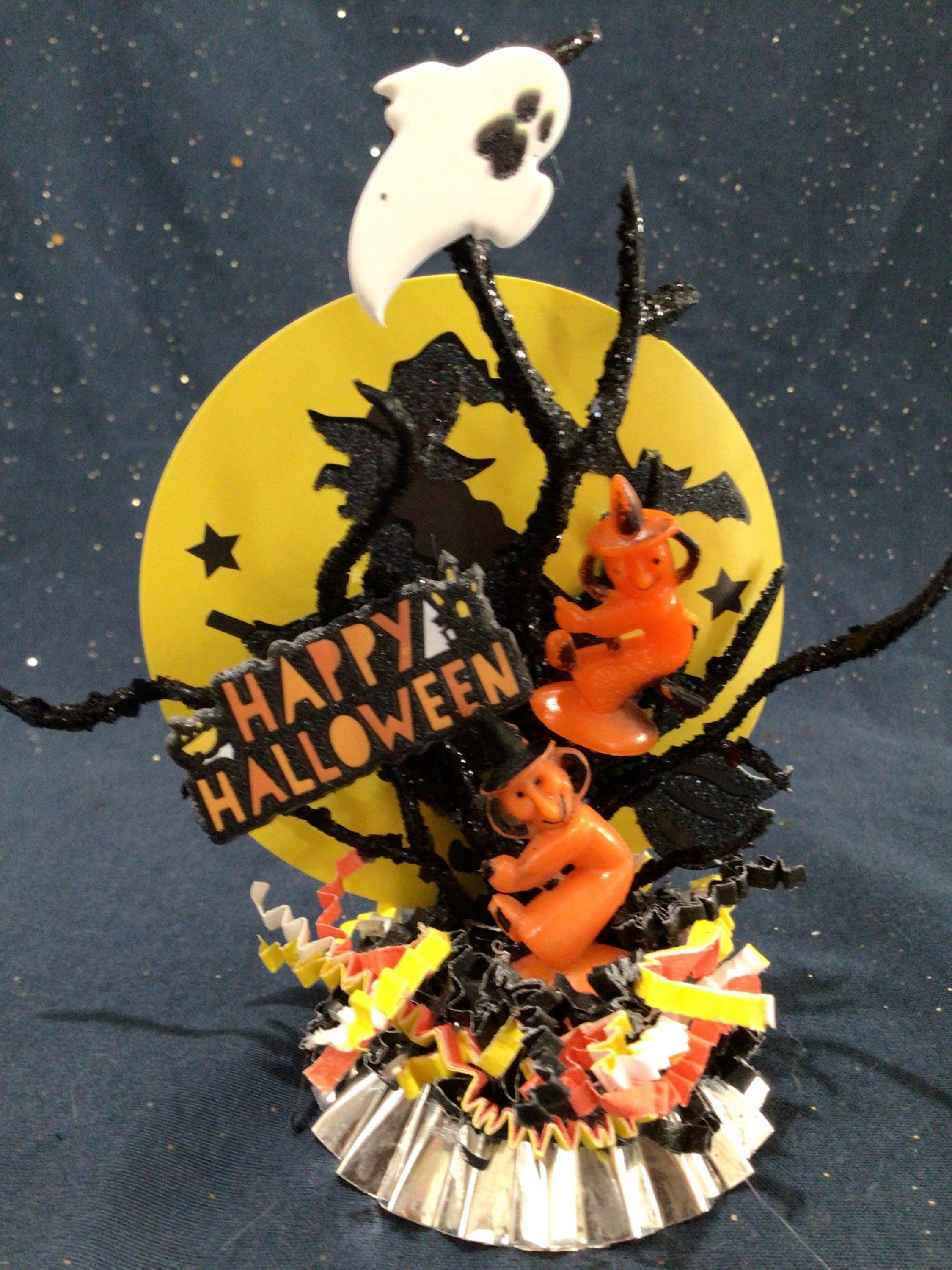 Spooky Vintage Mid-Century Halloween Miniature Rosbro Witches Assemblage