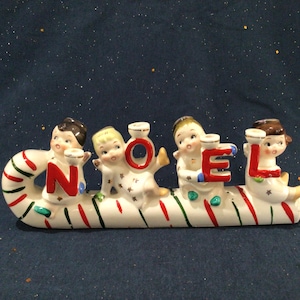 Vintage Mid-Century 1950s Relco NOEL Angel Candy Cane Sleigh, Vintage Christmas, Retro Kitsch