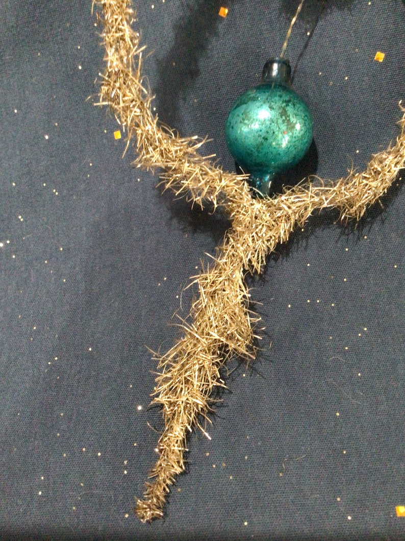 Antique Victorian German Tinsel Wire Blue Mercury Glass Christmas ...