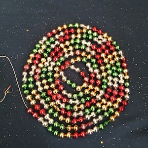 Gorgeous Vintage Mid-Century Multicolor Mercury Glass Bead Christmas Garland