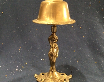 Antique Brass Cherub Hotel Counter Reception Bell